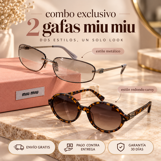 🤍 Combo 2x1 Gafas de Sol Y2K + Tendencia Carey | Accesorios Incluidos 🕶️